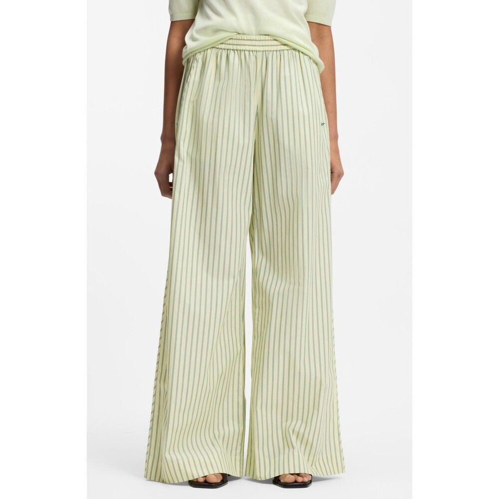 BOSS Orange C-Tiplyn Cotton-Poplin Vertical Stripe Wide Leg Pants